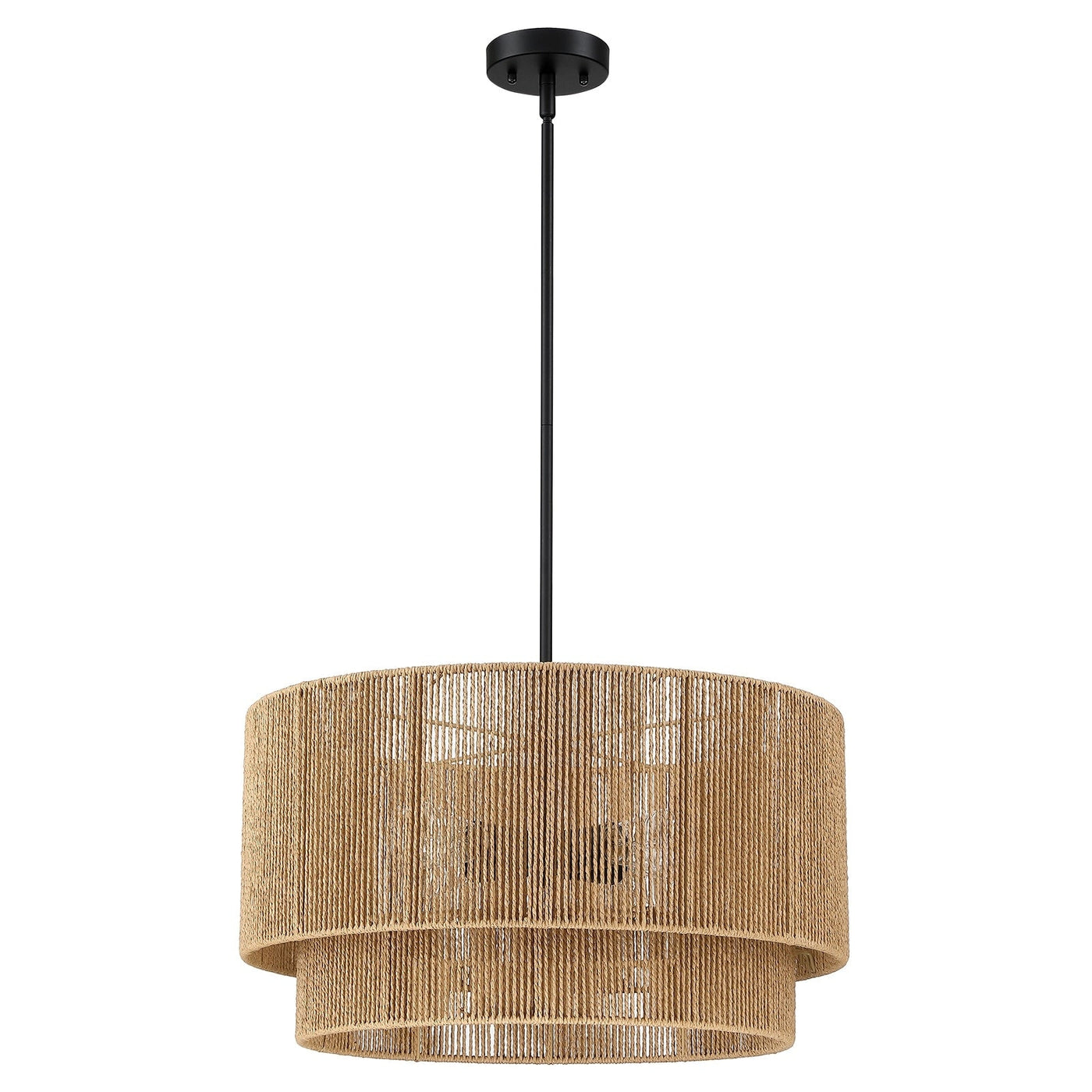 Cynthia 4-Light Natural Rattan Drum Chandelier Light - 22''W