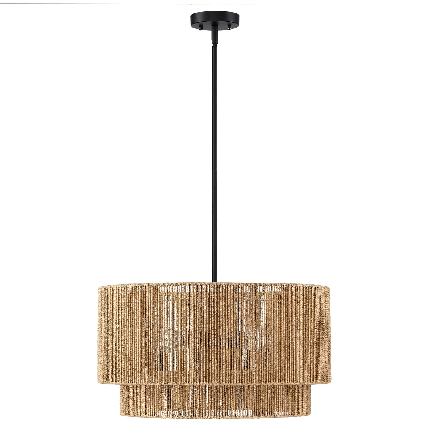 Cynthia 4-Light Natural Rattan Drum Chandelier Light - 22''W