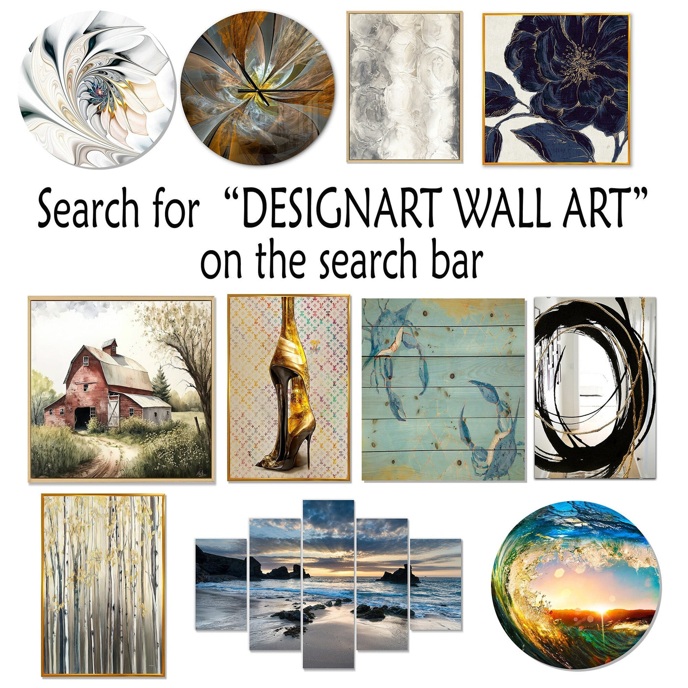Designart Collaged Spiral Abstract Modern Wall Mirror