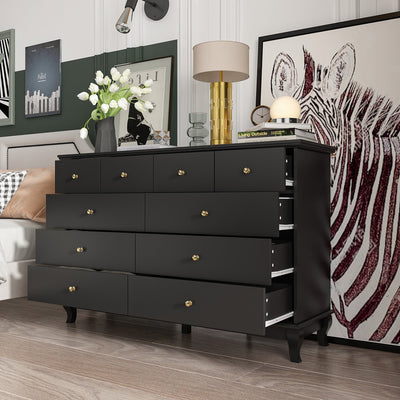 10 Drawer Double Dresser for Bedroom White Dresser Wide Storage