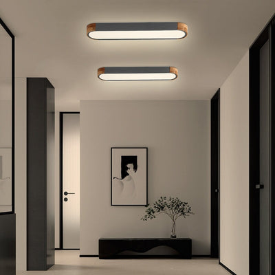 Farmhouse Wood Long Oval Dimmable LED Flush Mount - 37 3000k/6000k