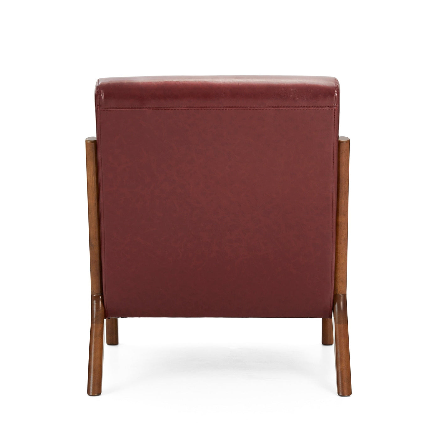 Glitzhome 30.75H Mid-Century Modern PU Leather Armchair Accent Chair with Pillow - 25.75W x 33.75D x 30.75H