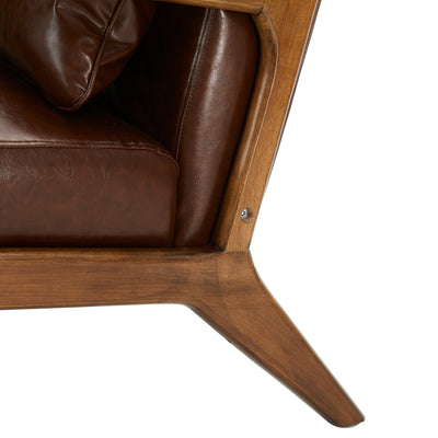 Glitzhome 30.75H Mid-Century Modern PU Leather Armchair Accent Chair with Pillow - 25.75W x 33.75D x 30.75H