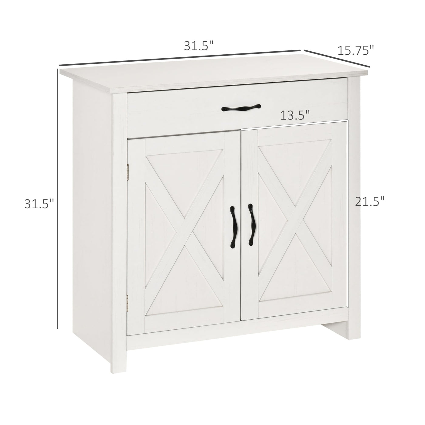 HOMCOM 32 Farmhouse Barn Door Style Sideboard Cabinet,Buffet Storage Cabinet Coffee Bar for Living Room or Entryway