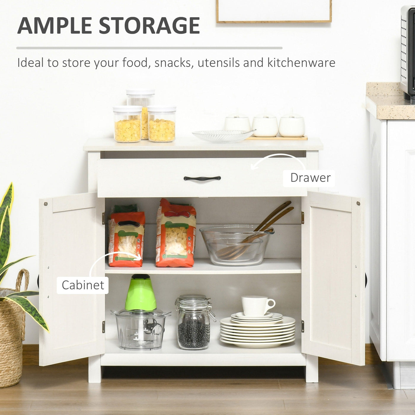 HOMCOM 32 Farmhouse Barn Door Style Sideboard Cabinet,Buffet Storage Cabinet Coffee Bar for Living Room or Entryway