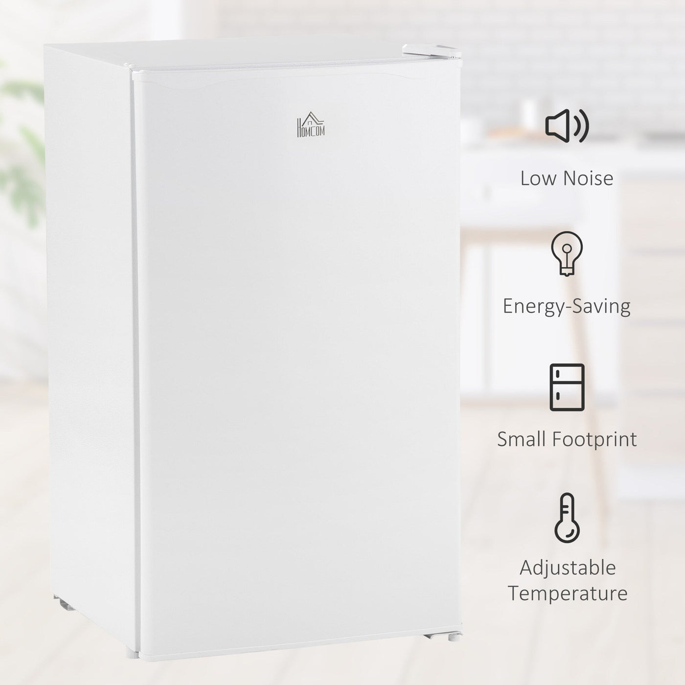 HOMCOM 3.2 Cu.Ft Mini Fridge with Freezer, Single Door Compact Refrigerator with Adjustable Thermostat for Bedroom