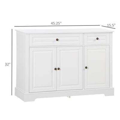 HOMCOM Modern Sideboard Buffet Cabinet with Storage Cupboards, 2 Drawers and Adjustable Shelves, Black