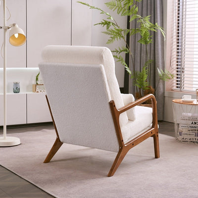 High Back Solid Wood Armrest Backrest Leisure Chair Accent Chair