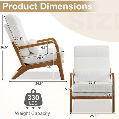 High Back Solid Wood Armrest Backrest Leisure Chair Accent Chair