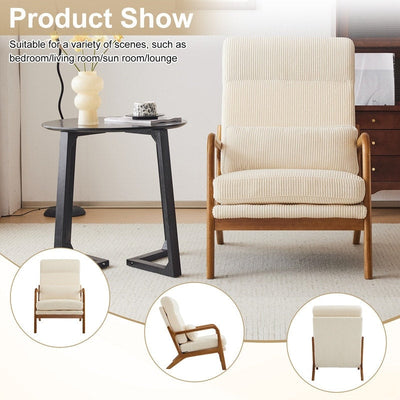 High Back Solid Wood Armrest Backrest Leisure Chair Accent Chair