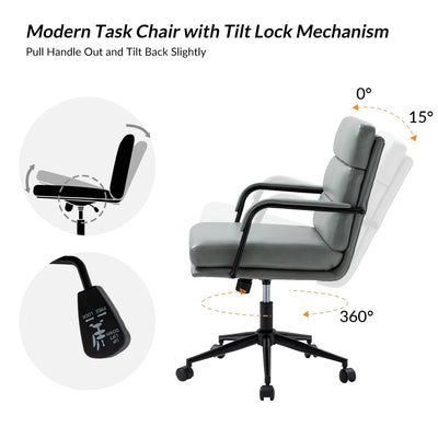 Joseph Modern Task Faux Leather Chair with Tilt Lock and Center Tilt by HULALA HOME