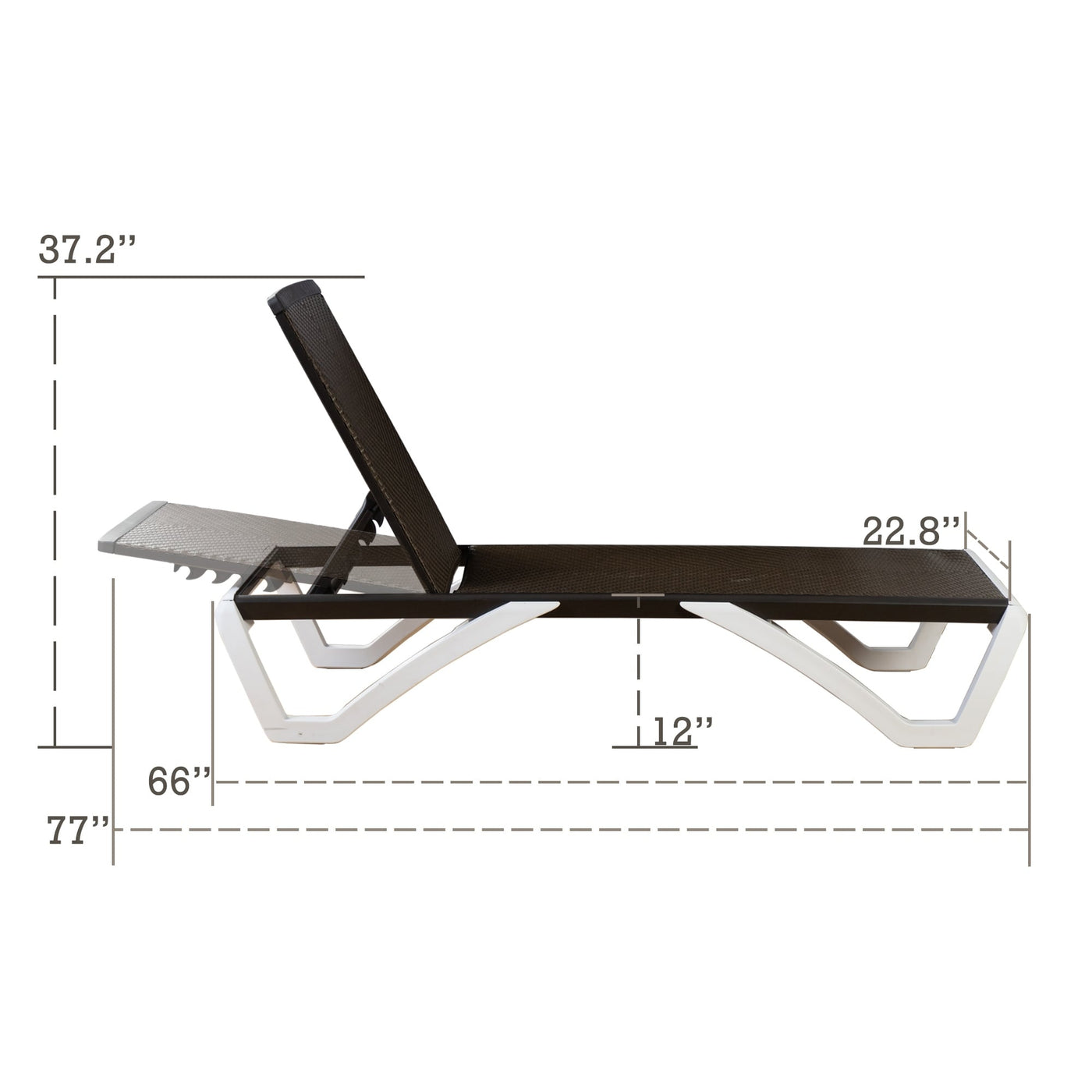 Kozyard Alan Full Flat Aluminum and Polypropylene Resin Legs Patio Reclining Adjustable Chaise Lounge