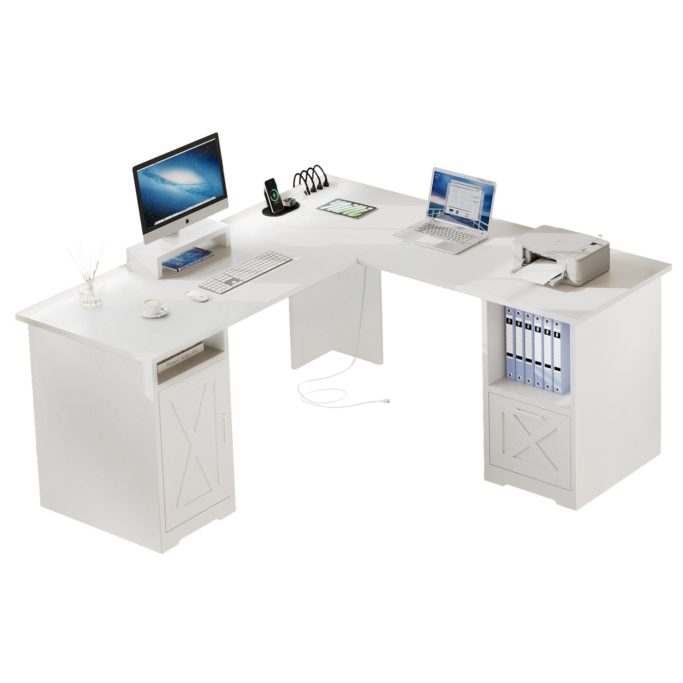 Moasis L Shaped Gaming Desk 59-Inch Computer Corner Desk with Monitor Stand
