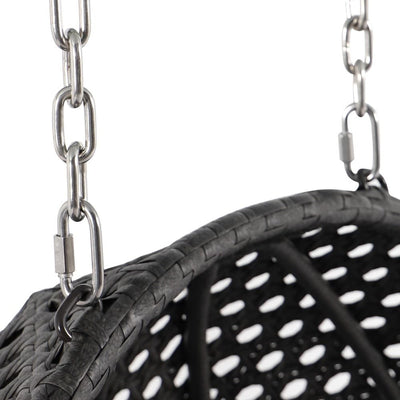 LeisureMod 2 Person Hanging Egg Chair with Stand - Outdoor/Indoor Rattan Wicker Patio Swing Hammock Lounger with Cushions