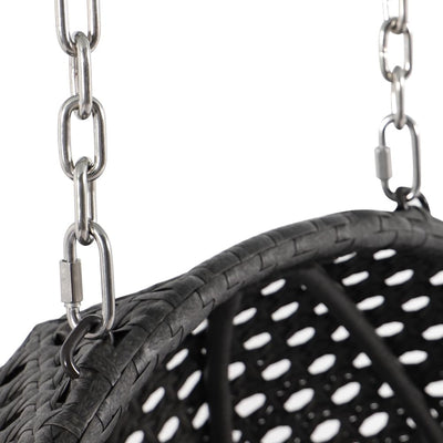 LeisureMod 2 Person Hanging Egg Chair with Stand - Outdoor/Indoor Rattan Wicker Patio Swing Hammock Lounger with Cushions