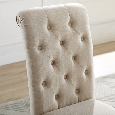 Roundhill Furniture Leviton Solid Wood Tufted Dining Chair (Set of 2)