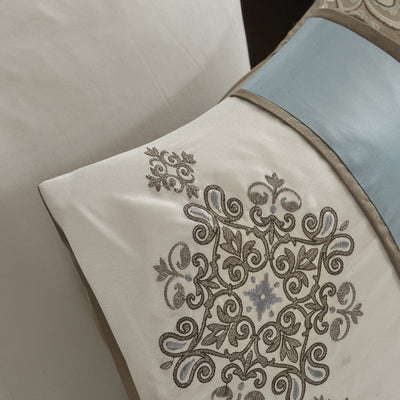 Madison Park Lorraine Blue Jacquard 7-Piece Comforter Set