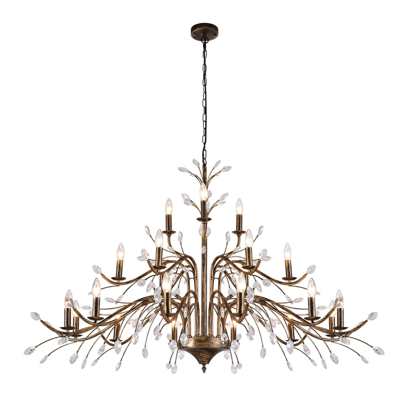 Farmhouse Retro Tree Branch Crystal Chandelier Candle-Style Pendant Light