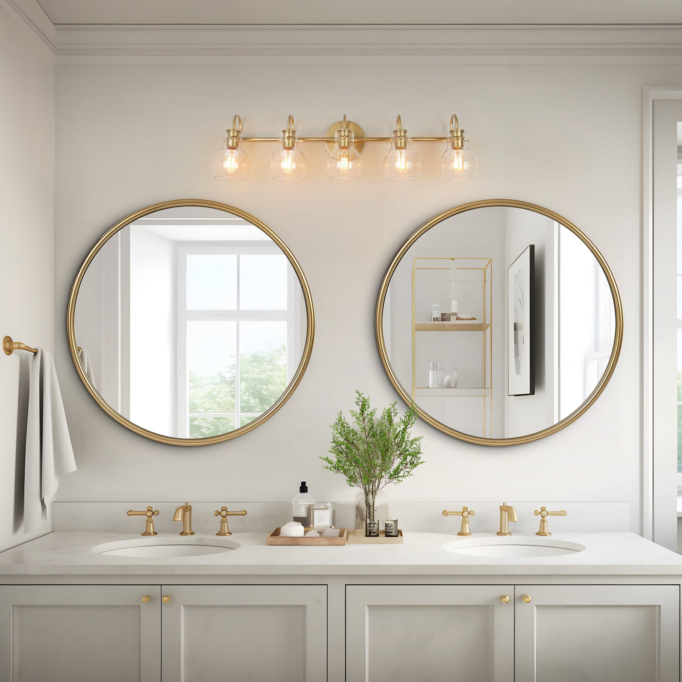 Modern Gold 3-Light Bathroom Vanity Light Orb Glass Wall Sconce