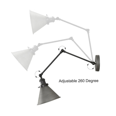 Set of 2 Modern Adjustable Swing Arm Lights Plug-in Hardwire Wall Sconces