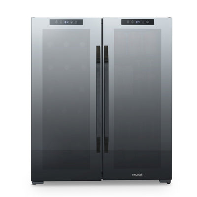 Newair Wine and Beverage Refrigerator, 18 Bottles & 59 Cans, Dual Temperature Zones, Freestanding, Digital Temperature Control