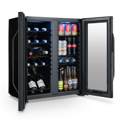 Newair Wine and Beverage Refrigerator, 18 Bottles & 59 Cans, Dual Temperature Zones, Freestanding, Digital Temperature Control