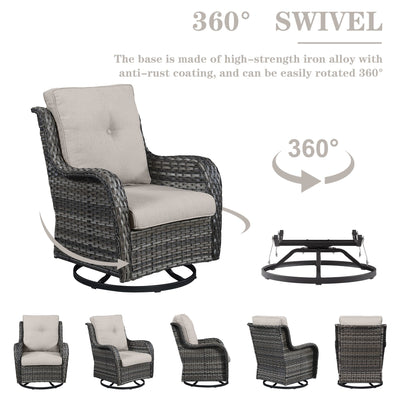 Gymojoy Outdoor Wicker Rocking Lounge Chairs with Swivel Base (Set of 2)