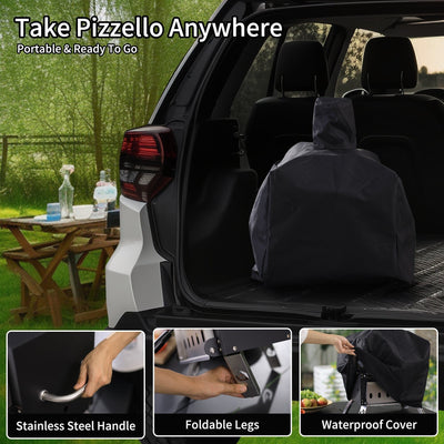 Outdoor Wood Fired Pizza Oven 2-Layer Pizza Maker Outside Pizza Grill for Backyard Parties - 12 inch