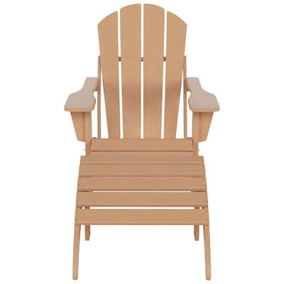 Polytrends Laguna Hdpe All Weather Outdoor Patio Foldable Adirondack Chair With Ottoman (2-Piece Set)