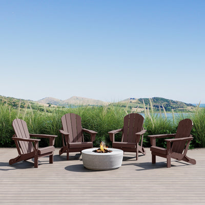 Polytrends Laguna Weather Resistant Outdoor Patio Folding Adirondack Chairs (Set of 4)