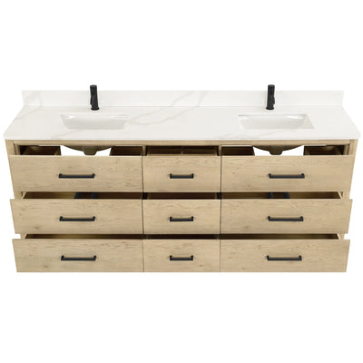 Porto Bath Vanity with White Quartz Stone Top without Mirror