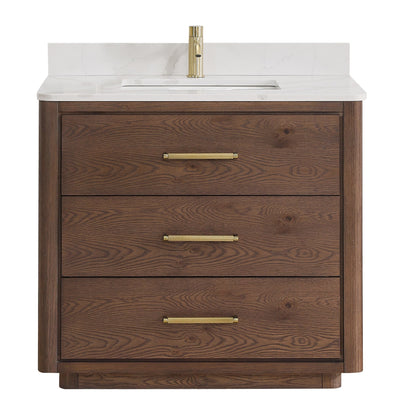 Porto Bath Vanity with White Quartz Stone Top without Mirror
