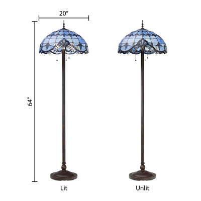 River of Goods Allistar Stained Glass and Resin 3-light 64-inch High Downlight Floor Lamp - 20L x 20W x 64H