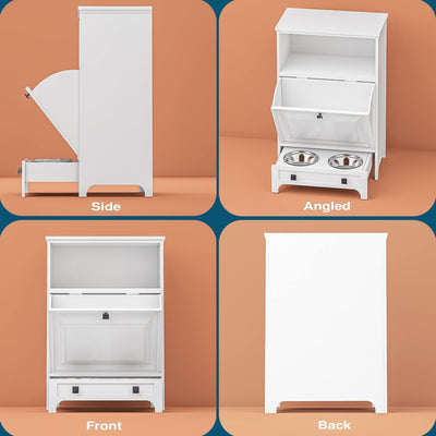 Roomfitters Dog Feeding Station with 2 Elevated Dog Bowls, Tilt Out Pet Feeding Cabinet Station