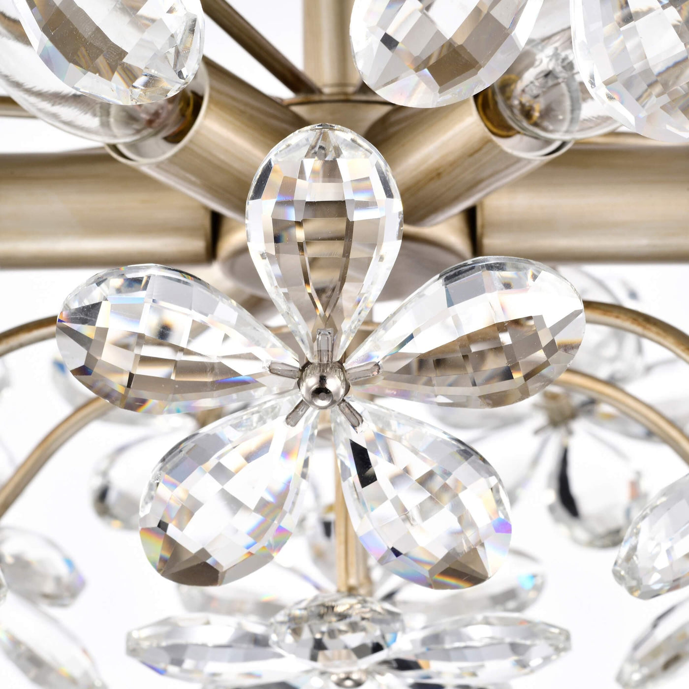 Rosa 6-Light Brushed Silver-ish Champagne Flower Crystal Flush Mount - 17.7 inches in diameter x 8.7 inches H