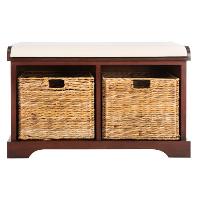 SAFAVIEH Euphemia Brown Woven Storage Basket Bench - 33.5 x 16.1 x 19.9 - 34Wx16Dx20H