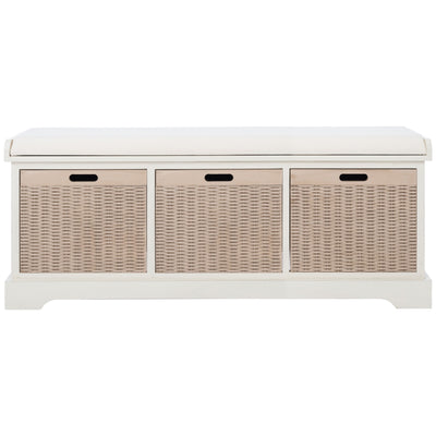 SAFAVIEH Fiorello 3-Drawer with Cushion Storage Bench - 47.3 W x 15 L x 19 H - 47Wx15Dx19H