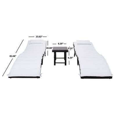 SAFAVIEH Outdoor Blaguna 3-Piece Sun Lounger Set - 83Wx20Dx24H