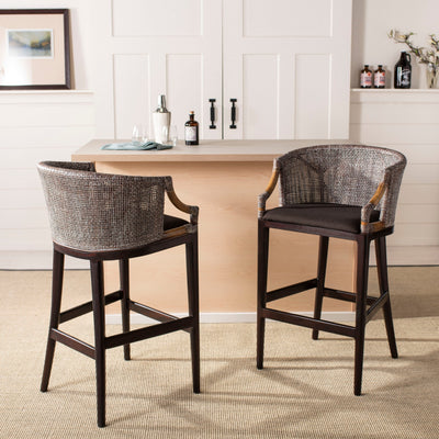 SAFAVIEH Virona Rattan 30-inch Bar Stool - 22.3 W x 20.5 L x 39 H - 22Wx21Dx39H