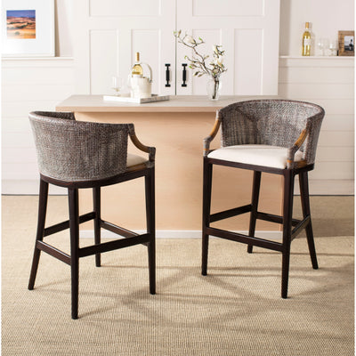 SAFAVIEH Virona Rattan 30-inch Bar Stool - 22.3 W x 20.5 L x 39 H - 22Wx21Dx39H