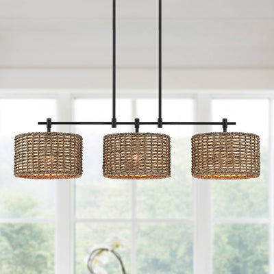 Sedgy 3-Light Black Farmhouse Kitchen Island Light Linear Chandelier - 41W