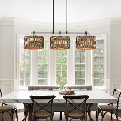 Sedgy 3-Light Black Farmhouse Kitchen Island Light Linear Chandelier - 41W