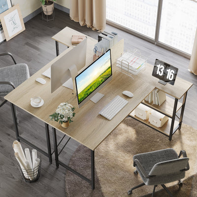Small L Shaped Desk with Storage Shelves Corner Computer Desk