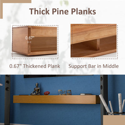 Solid Pine Wall Mounted Fireplace Mantel Floating Shelf