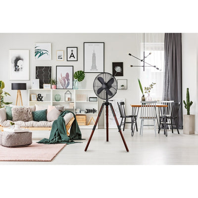 Star Fans Star Tripod 16-inch Stand Fan with Wooden Legs