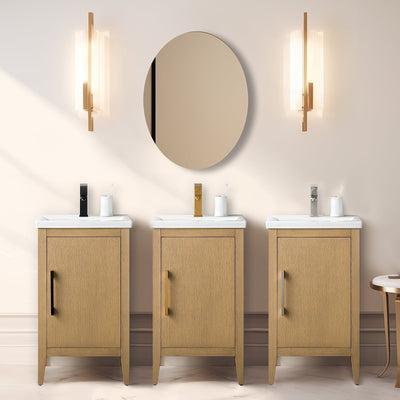 Vanity Art 20 or 24 or 30 Single Sink Bathroom Vanity Cabinet with Ceramic Top