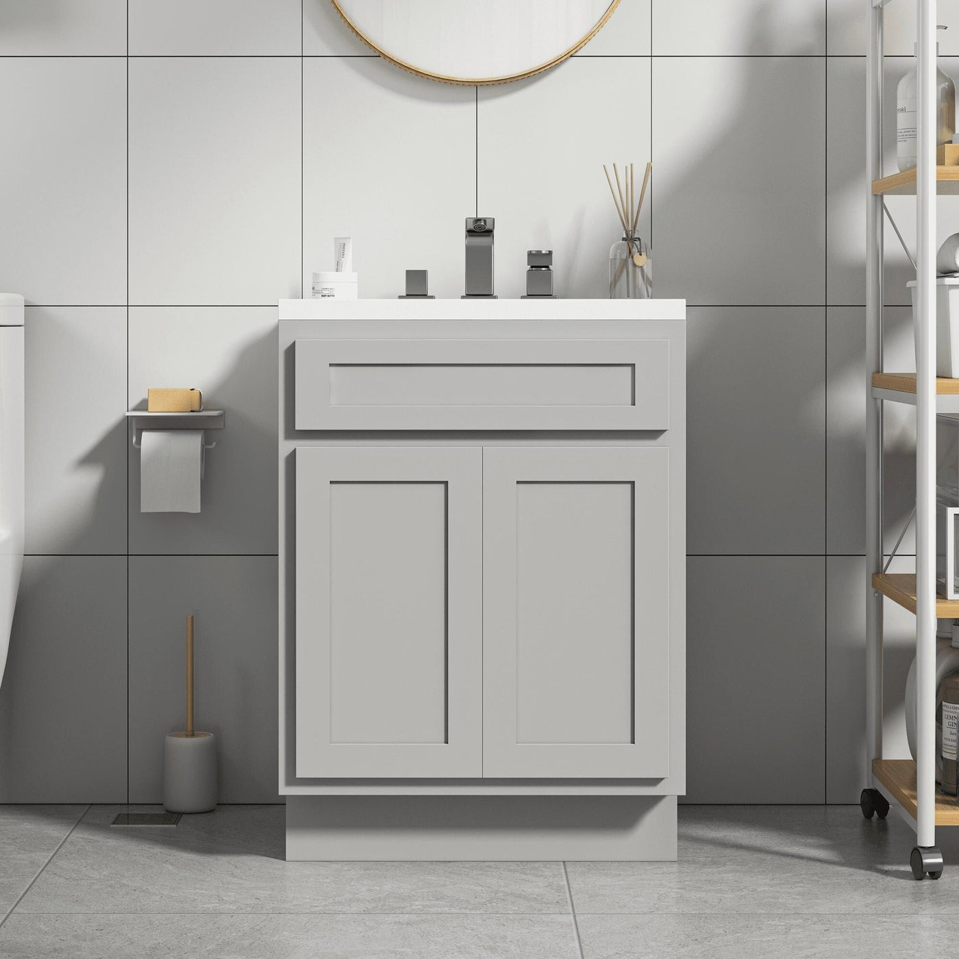 Vanity Art 24-inch Solid Wood Single Sink Bathroom Vanity Cabinet