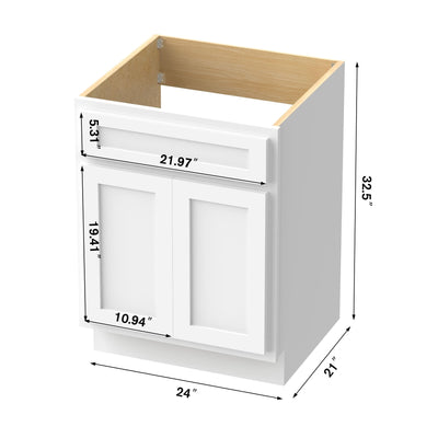 Vanity Art 24-inch Solid Wood Single Sink Bathroom Vanity Cabinet