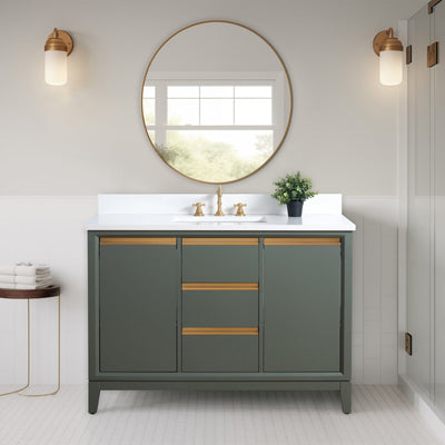 Vanity Art Bathroom Vanity with Ceramic Sink and Engineered Marble Top