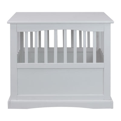 White Wood Pet Crate End Table with Lockable Door